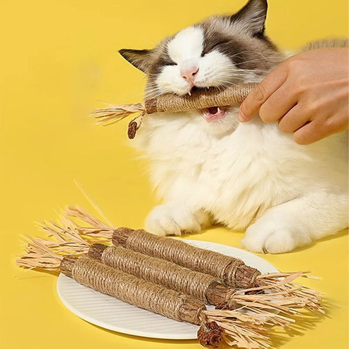 Silvervine Cat Chew Stick with Hemp Rope - Teeth Cleaning Toy