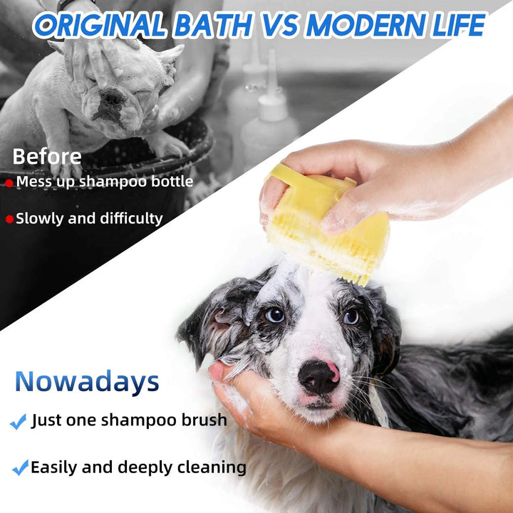 Pet Shampoo Brush 2.7oz | Cat & Dog Silicone Grooming Scrubber