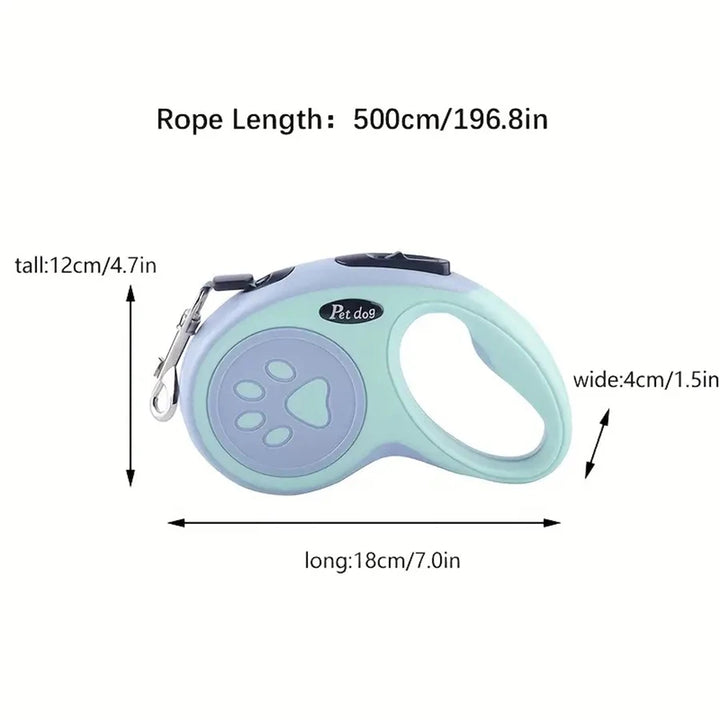 Automatic Retractable Dog Leash with Bone Paw Print Design