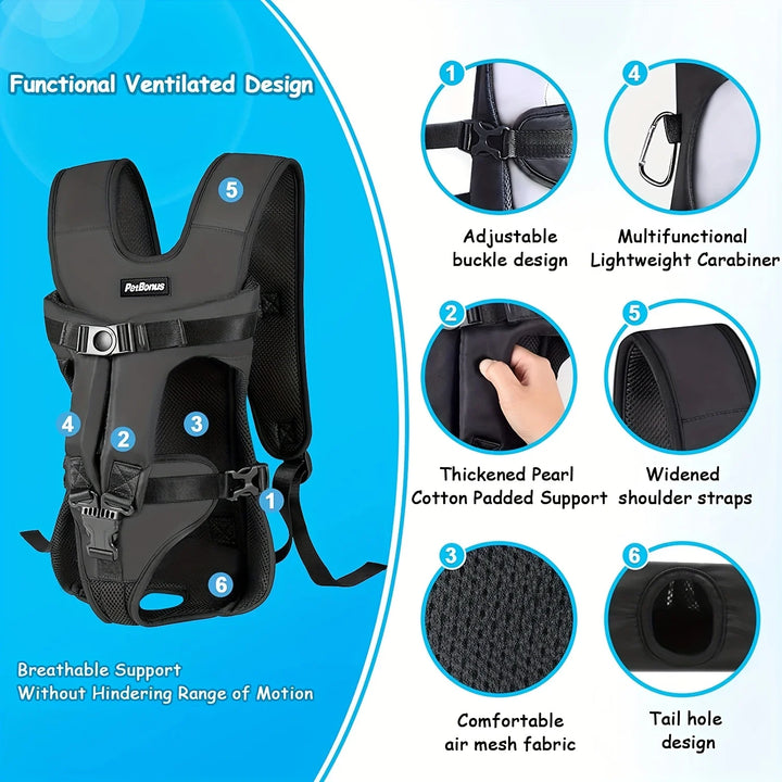 Adjustable Hands-Free Dog Carrier Backpack for Small & Medium Dogs