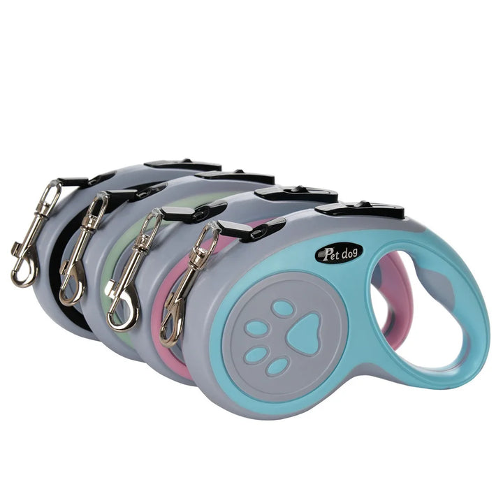 Automatic Retractable Dog Leash with Bone Paw Print Design