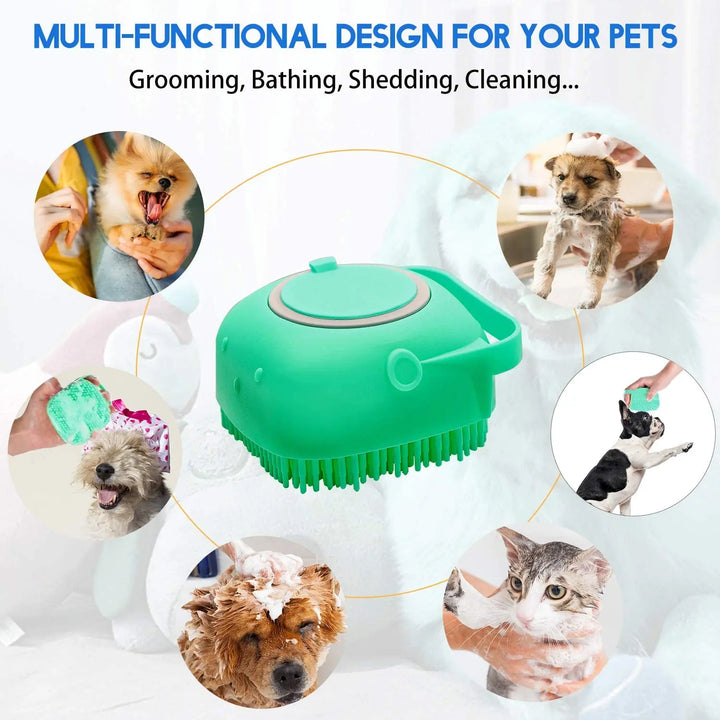 Pet Shampoo Brush 2.7oz | Cat & Dog Silicone Grooming Scrubber