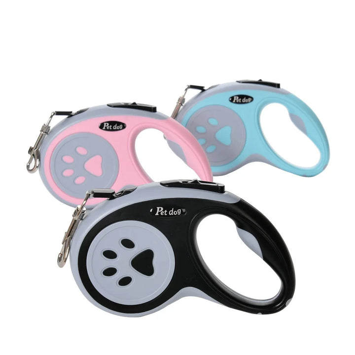 Automatic Retractable Dog Leash with Bone Paw Print Design