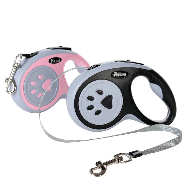 Automatic Retractable Dog Leash with Bone Paw Print Design