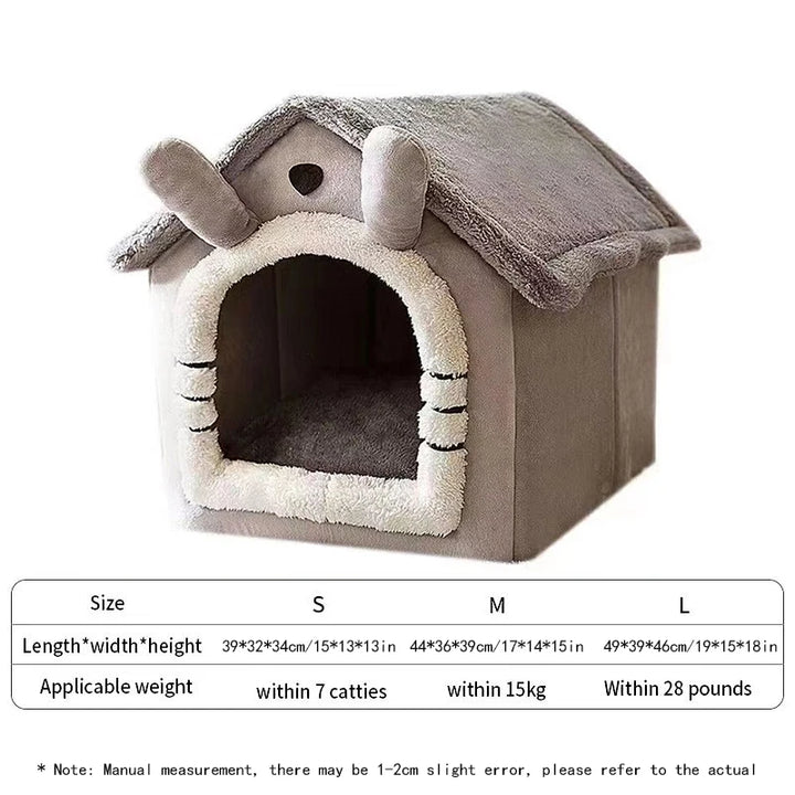 Indoor Pet Bed House with Removable Cushion for Dogs & Cats